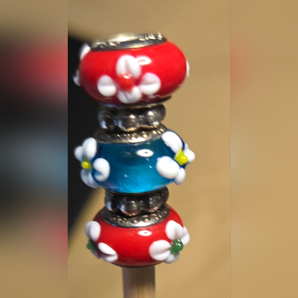 Pandora Murano glass charm beads and sterling silver spacers. Retired - Picture 12 of 16